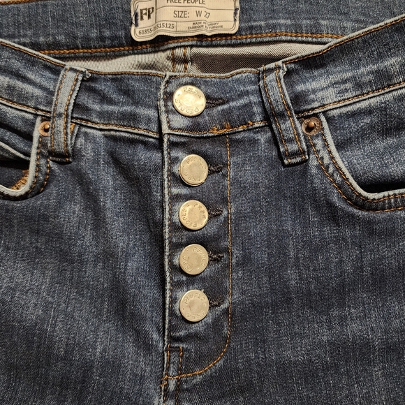 Free People Button Fly Distressed Skinny Jeans - Picture 13 of 14